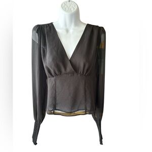 RACHEL ZOE Sheer Black Blouse size medium